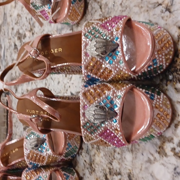Kurt Geiger London Kensington Glitz Rainbow Rhinestone Platform Sandals NEW EU39 - Picture 5 of 10